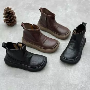 Ботинки ручной работы из натуральной кожи. Винтажные женские ботинки челси из мягкой коровьей кожи. 35 чёрный