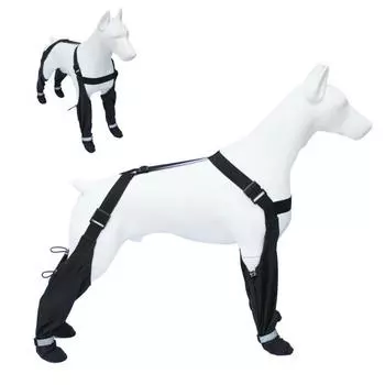 Ботинки с подвязками для собак, регулируемые леггинсы для собачьих сапог, нескользящая защита лап, водонепроницаемая обувь для собак для зимы, снега, дождя, походов XS чёрный