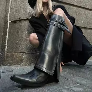 Ботинки с застежкой-молнией «акула», розовые стразы, женские полусапожки на танкетке, модные женские сапоги с острым носком и кристаллами 35 чёрный