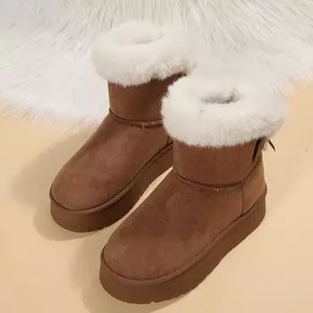 Ботинки Snow Botas Mujer, женские зимние ботинки, женские ботинки на платформе, теплые плюшевые хлопковые ботинки, утолщенные зимние женские ботинки на плоской подошве, нескользящие 36