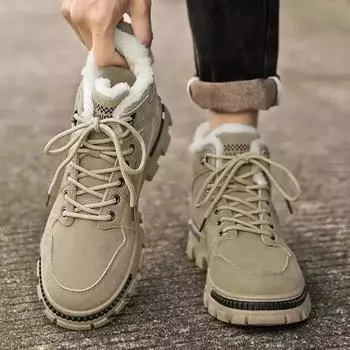 Ботинки Tooling для мужчин, утолщенные бархатом, классические, модные, универсальные, с высоким верхом, нескользящие, с круглым носком, модные, популярные, для отдыха на природе 39 хаки