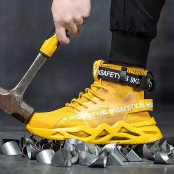 Ботинки унисекс со стальным носком, легкие, удобные, безопасная рабочая обувь 36 жёлтый