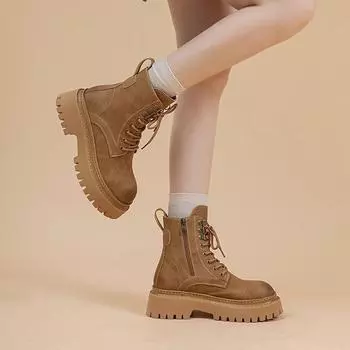 Ботинки в британском стиле ретро локомотивные ботинки Martin женские на толстой подошве показывают новые весенние и осенние ревень маленькие красные синие летающие модные и для отдыха 35