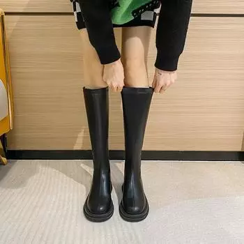 Ботинки Женская обувь Длинные сапоги Осенние и зимние рыцарские сапоги 35 чёрный