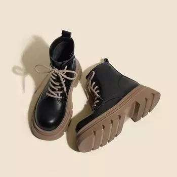 Ботинки Женская обувь Осень-Весна и осень Женские ботинки Универсальные толстые одинарные ботинки Короткие ботинки Модные и удобные 35 хаки
