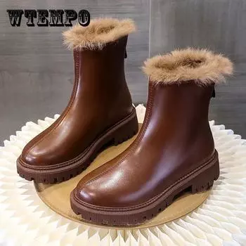 Ботинки. Женская зимняя повседневная обувь. Универсальные короткие сапоги из флиса на толстой подошве красного цвета. 40