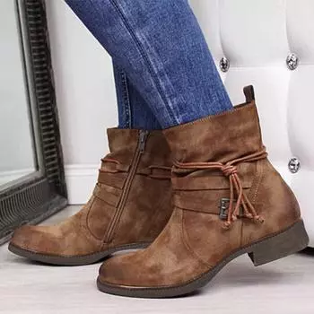 Ботинки женские Ботильоны женские Осень Зима Подошва Платформа Ботильоны Молния Массивный Блочный Каблук Ботинки Combat Большие Размеры 43 чёрный