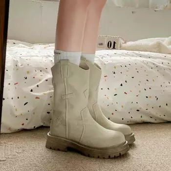 Ботинки женские летние тонкие ботинки с открытой пяткой до середины голени рабочие ботинки короткие ботинки 35 коричневый