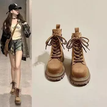 Ботинки женские модные и удобные винтажные рабочие ботинки Desert Rhubarb Boots весна-лето одинарные ботинки с толстой подошвой короткие уличные ботинки 35 коричневый