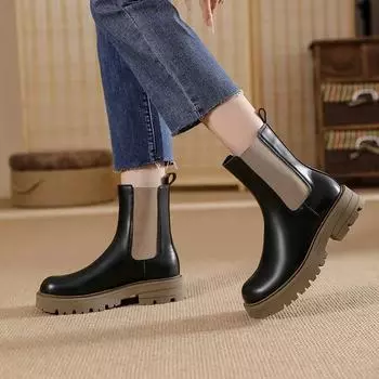Ботинки женские зимние ботинки на толстой подошве черные женские осенние модные ботинки на платформе Feminina 35