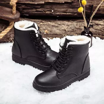 ботинки женские зимние ботинки женские ботинки классического стиля ботильоны для женщин зимние ботинки теплая обувь больших размеров 2024 4 чёрный