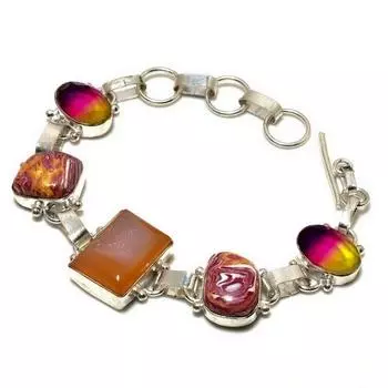 Ботсванские друзы, двухцветный турмалин, драгоценный камень, подарочный ювелирный браслет, длина 6–8 дюймов