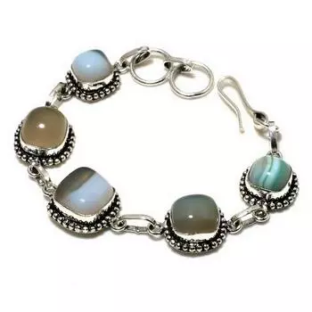 Ботсванский агат, драгоценный камень 925, посеребренный браслет ручной работы, длина 6–8 дюймов