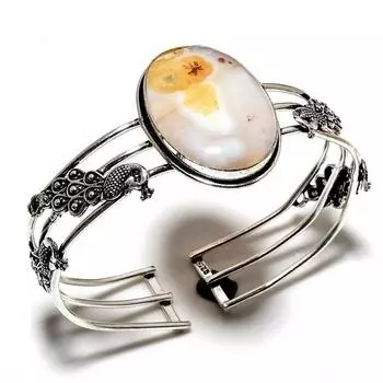 Ботсванский агат, драгоценный камень 925, посеребренный ювелирный браслет ручной работы, браслет-манжета