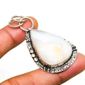 Ботсванский агат, драгоценный камень ручной работы, посеребренный 925 пробы, ювелирный кулон 2,08 дюйма 2.08 чёрный