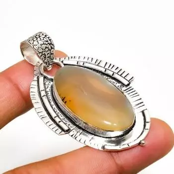 Ботсванский агат, драгоценный камень ручной работы, посеребренный 925 пробы, ювелирный кулон 2,08 дюйма 2.08 чёрный