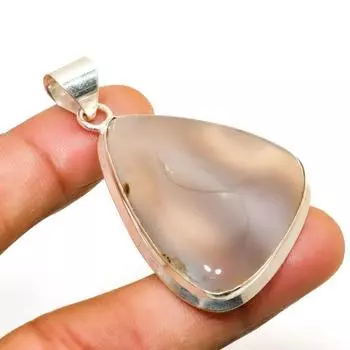 Ботсванский агат, драгоценный камень ручной работы, посеребренный 925 пробы, ювелирный кулон 2,08 дюйма 2.08 чёрный