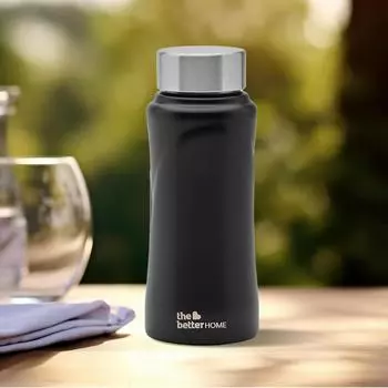 Bottle 500ml | Water Bottles for Home | Anti Rust | Odor Free | Printed Steel Bottles | Aesthetic Bottles Perfect for Gifting (black)