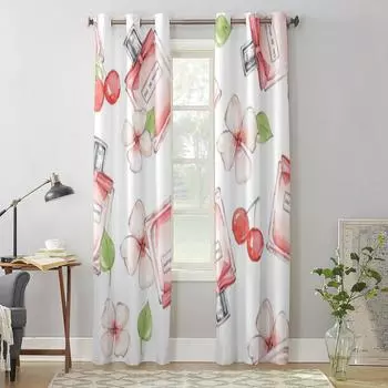 Bottle Of Perfume And Flowers Window Curtain For Kids Room Home Blinds Curtains For Living Room Bedroom Window Drapes 135W x 60H(cm) x1