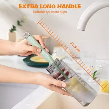 Bottle Washer Long Handle Bottle Brush Cleaner Removable Cups Scrubber Washing Sponge Cleaning Brush for Kitchen Cleaning Tools зелёный