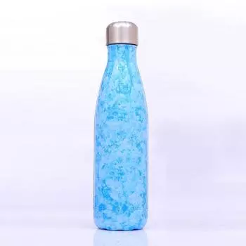 Bottle Water 500ml Vacuum Insulated Flask Thermal Sport Chilly Drinks Cold Cups Blue Sea