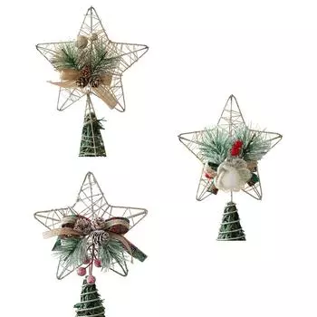 Ботворезы для рождественской елки Пятиконечная звезда Золотой блестящий рождественский топпер со звездой