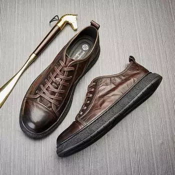 Боуэй повседневные кожаные туфли мужские деловые туфли на мягкой подошве со шнуровкой и круглым носком из натуральной кожи дышащие зеленые туфли из коровьей кожи модные одинарные туфли мужские 38 чёрный