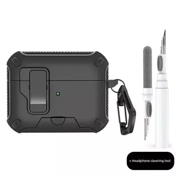 Bounce Cover Third Generation IPods Four Generation Noise Reduction New Arrival Creative Second Change Bracket Magnetic Suction Drop-Resistant Apple AirPods 3 Black + cleaning pen