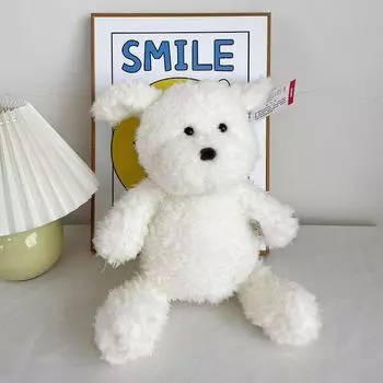 Bouncing Dog Plush Toy Doll Cute Dog Dog Doll Sleeping Soothing Rag Doll Wedding Sprinkle Small 30cm белый