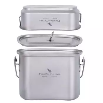 Boundless Voyage Titanium Cooker Set Large Capacity 1500ml 600ml Lightweight Outdoor Camping Cooker Female Kit Ti2059C + Rust-Free