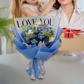 Букет из вязаных крючком цветов, вязаный подарок на День матери от дочери и сына, искусственный красный