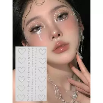 Boutique 38 блестящих наклеек для лица, кубический макияж, 1 шт., жемчужное сердце