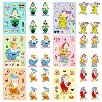 Boutique 6 Pack Dwarf Face Changer Puzzle Sticker Diy Children S Craft Lesson Game