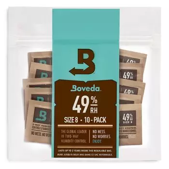 Boveda Упаковка и хранение для продуктов, чувствительных к влаге, 49-RH Двусторонняя регулировка влажности, Размер 8 x 1 (30 грамм) 10 штук многоразовых пакетов
