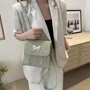 Bow backpack women s 2024 spring Korean version of simple casual handbag niche fashion commuter messenger bag чёрный