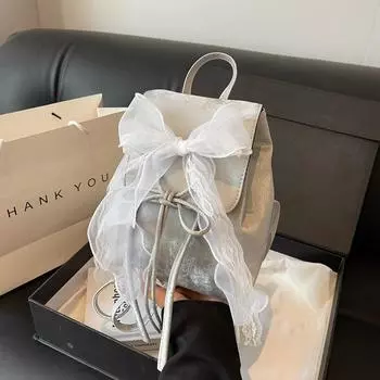 Bow backpack women s 2025 new fashion casual small backpack travel backpack чёрный