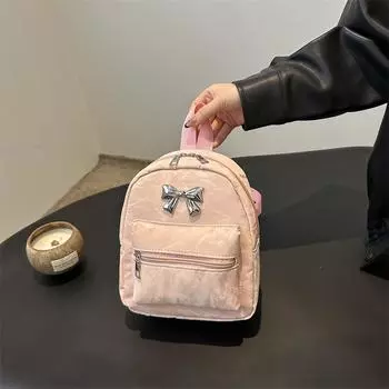 Bow backpack women s style casual fashion country girls bucket schoolbag lightweight small travel backpack чёрный