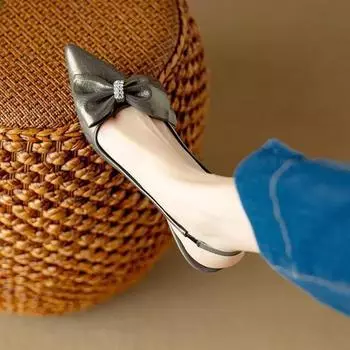 Bow bag head sandals women s 2025 summer new soft leather pointed back strap with skirt stiletto high heels 34