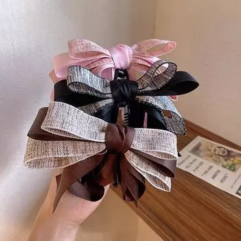 Bow Banana Clip High Ponytail Fixed Clip Back Head Hairpin Fashion Ponytail Holder Hair Claw Clip Girls Hair Accessories чёрный