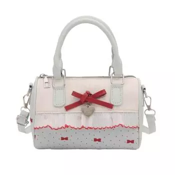 Bow Boston Handbag Polka Dot Small Square Bag Messenger Bag Crossbody Bowling Bag Travel