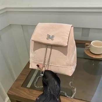 Bow Casual 2024 Большая вместимость Новый однотонный простой иностранный стиль Текстура цепи модный дизайн рюкзак белый