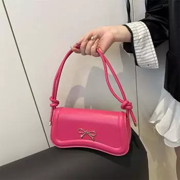 Bow casual 2025 new trend early spring fashion solid color foreign style messenger small square bag чёрный