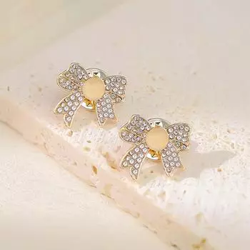 Bow Diamond Brooch Female Cute Japanese Anti-Light Streamer Corsage Personalized Pin Fixed Clothes Accessories