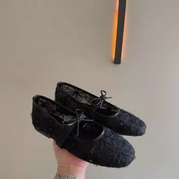 Bow fairy single shoes women s shoes new summer mesh breathable shallow mouth Mary Jane shoes 35