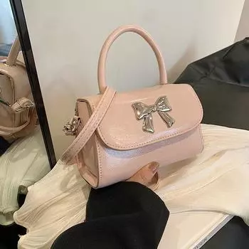 Модная сумка-бант Весенняя универсальная на плечо/кроссбоди Сумка-мессенджер Иностранный стиль Нежная маленькая квадратная сумка серебряный