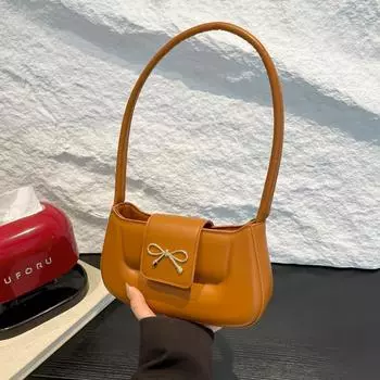 Bow Fashion Temperament Shoulder Bag Women s 2025 Spring and Summer New Underarm Bag Sweet Small Square Bag чёрный