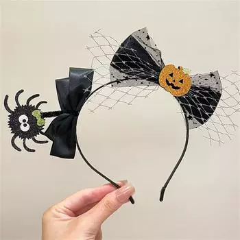 Bow Festival Party Headband Children Funny Evil Pumpkin Headband Cute Hair Card Diablo Halloween Headwear