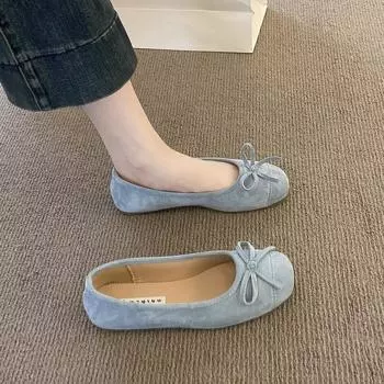 Bow flats, one-pedal single shoes, grandma shoes, spring and summer Doudou shoes, mother women s shoes, ladyshoes 35
