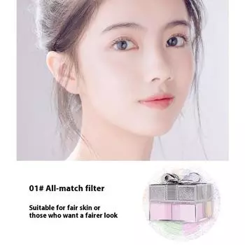 Bow Fog Feeling Four Palace Lattice Powder Makeup Powder Стойкий макияж Консилер для контроля жирности Натуральный нюдовый макияж 01#