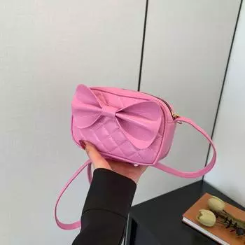 Bow fresh and sweet fashion casual armpit bag 2024 new embroidered thread rhombus foreign style shoulder messenger bag чёрный
